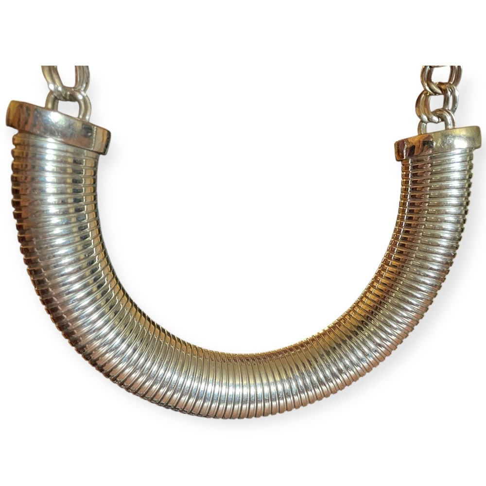 Mika Signed Silver Tone Statement Collar Necklace… - image 2